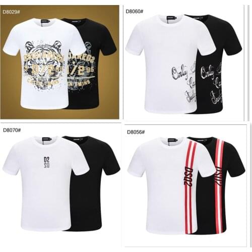 DSQUARED2 Men And Women Printed Letters Round Neck Short-Sleeved Street Hip-Hop Pure Cotton Authentic T-Shirt DSQ2 Short-Sleeved
