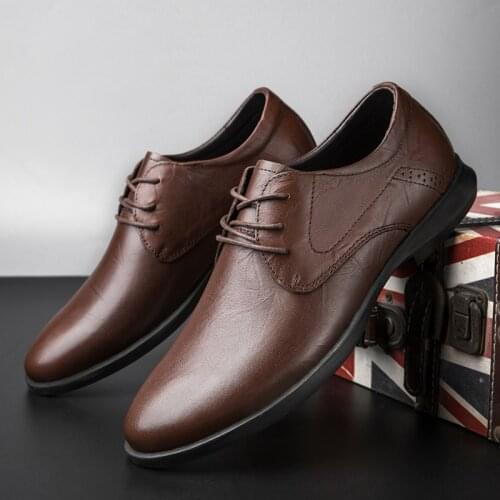 Luxury Brand Leather Men Business Black Shoes Breathable Formal Wedding Basic Shoes Men Dress Shoes Big Size 46