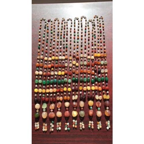 10Pcs/Lot Wholesale Gobi Red Agate Colored Stone Necklace Sweater Chain Woman Jewelry Follow Shaped Beads Fashion All-Match