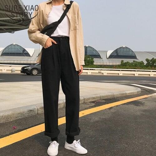 Casual Jeans Women Loose Full-length Wide Leg Jeans High Waist Korean Style Simple Trendy Harajuku Daily Chic All-match 11339