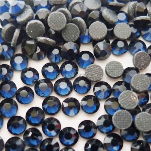 Shinning SS6-SS40 Ink blue DMC HotFix Rhinestones Flatback Glass Iron-on For garment shoes nail jeans Decorations with glue