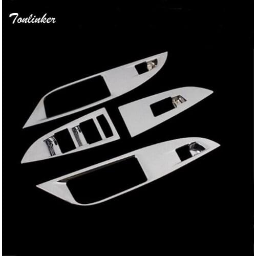 Tonlinker 4 PCS DIY Car Styling ABS Chrome Light Box Door Armrests Case Stickers for Classic Chevrolet Cruze 2015 Accessories