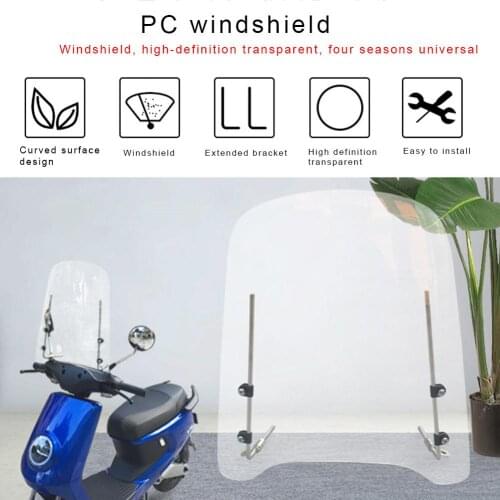 Universal HD Motorcycle Windshield Windscreen Wind Deflector With Adjustable Bracket Fit With Mounting Accessories
