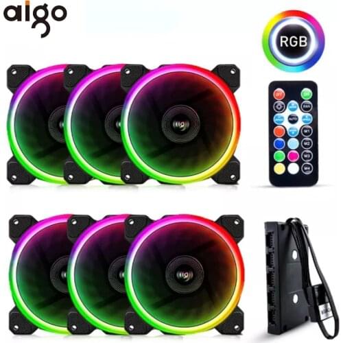 Aigo DR12 RGB PC Fan 120mm LED Case Fan Dual Ring With IR Remote Controller For Computer Silent Gaming Case Cooler Cooling Fans