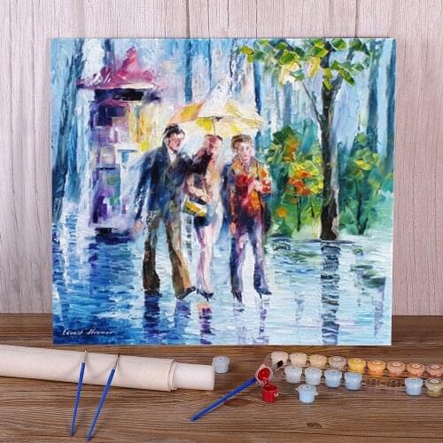 Together In The Rain DIY Paint By Numbers Set Oil Paints 50*70 Canvas Pictures Home Decoration For Adults For Handiwork