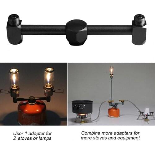 Outdoor burner accessories, flat gas cylinder adapter,aluminum alloy one-to-two adapters,double-connected steam lamp accessories