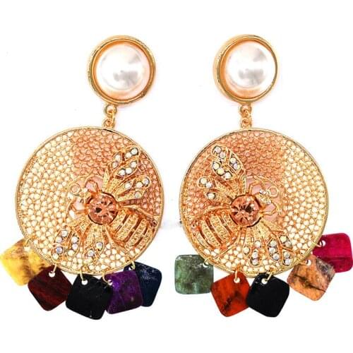 Gold Baroque Earrings For Women Shell Bee Earring Oorbellen Brincos Pendientes 2019 Eardrop Big Dangle Drop Earings Jewelry