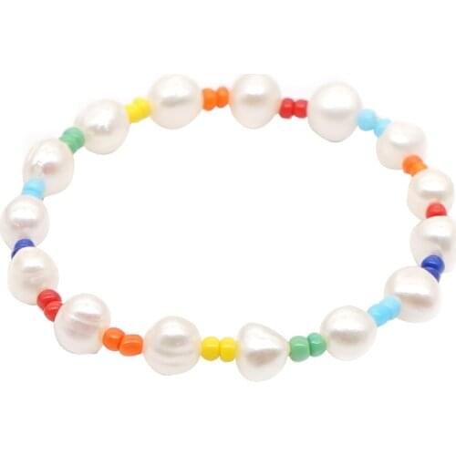 Go2Boho Freshwater Pearl Bracelet For Women Boho Jewelry Rainbow Colorful Seed Beads Bracelets On Hand Luxury Braclet Wholesale