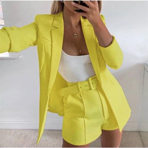 Autumn Elegant British-Style Small Suit Jacket Shorts Suit Women OL Lady Fashion Casual Workout Formal Suit 2pcs Set