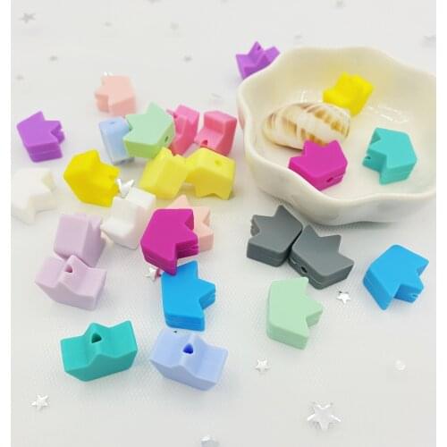 10 pcs mini crown silicon beads baby teether DIY necklace babi teething toys food grade star silicone beads