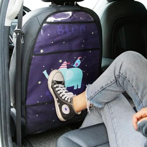 2021 1Pcs Car Seat Back Cover Protector for Kid Children Baby Cute Cartoon Anti-Kick Mat with Phones Tablet Pocket Storage Bag