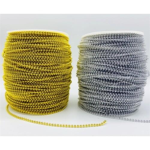 5yards/Lot 2.5mm Gold/Silver Mini Beads Chain Garland Flowers Plastic Beads For Wedding Party Decoration DIY Jewelry Accessories