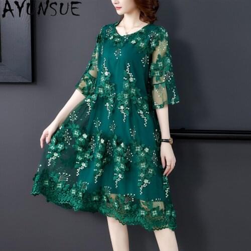 AYUNSUE Summer Dresses for Women 2021 Midi Floral Lace Plus Size Dresses Casual Party Dress Fashion 5xl Vestido De Mujer Ycq25