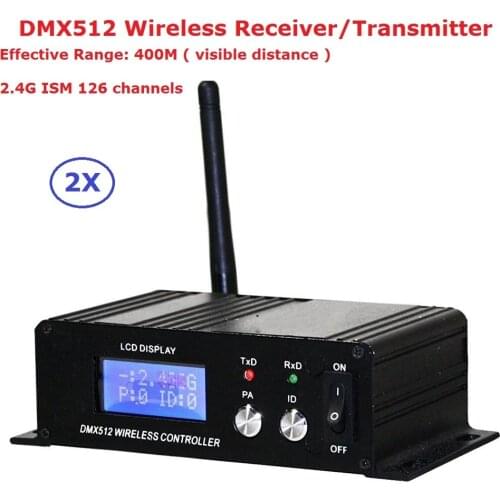2.4G ISM 126 Chs 400M Effective Range DMX512 Wireless Receiver Transmitter 2IN1 LCD Display Repeater DMX512 LED Lighting Console