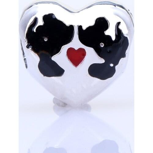 DoDoFly Authentic S925 Sterling Silver Mickey and Minnie Kiss Beads Fit Original Charms Bracelet Necklace DIY Jewelry Making