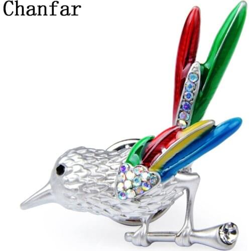 Chanfar Colorful Bird Brooch Animal Metal Crystal Brooch Pins Dress Jacket Pins Accessories For Women Girl Gift