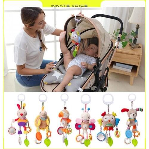 ZK50 Infant Cotton Rattle hand Bell Toy 0-12 months Bed Stroller baby mobile Hanging Rattles Toys Animals Plush Bell Baby Gifts