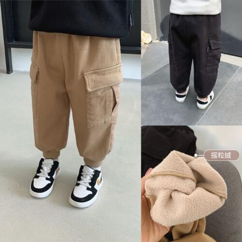 Kids Pants Autumn Winter Thicken Plus Velvet Trousers for Boys 2 3 4 5 6 Years Toddler Boys Sweatpants Casual Child Harem Pants