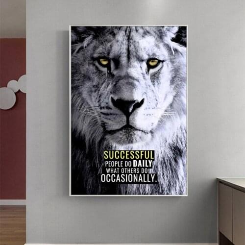 Wild Lion Animals Inspirational Painting on Canvas Motivational Quote Art Posters and Prints Wall Art Pictures Office Decor