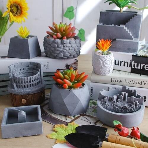 Flowerpot Concrete Planter Mold Potted Landscape Cement Flower Pot Silicone Mould Plaster Clay Decoration Tools