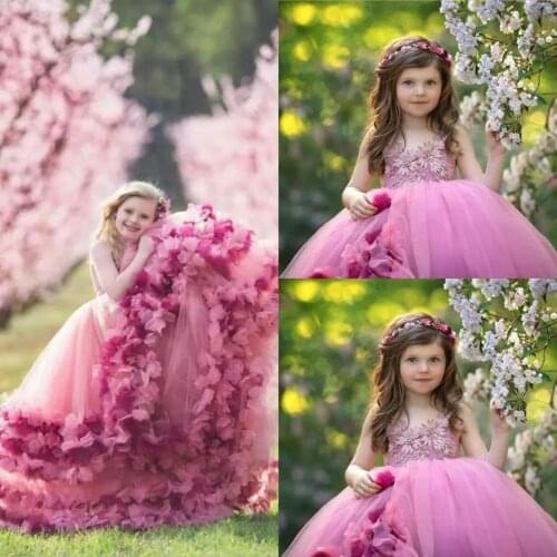 Gy Flower Girl Dresses Lace Backless Tulle Girl Dresses For Wedding Vintage Little Girl Pageant Dresses Lace Princess Kids Gown