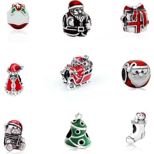 Exquisite DIY European Beads Christmas Festival Colorful Beads Charms Fit Original Bracelet Big Hole Beads for Gift Present