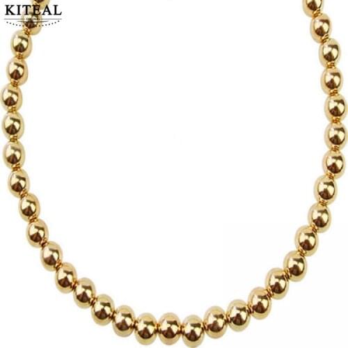KITEAL Hot 2021 18KGP Gold Filled unisex necklace chains 6mm 41+5cm bead chain collar christmas gift