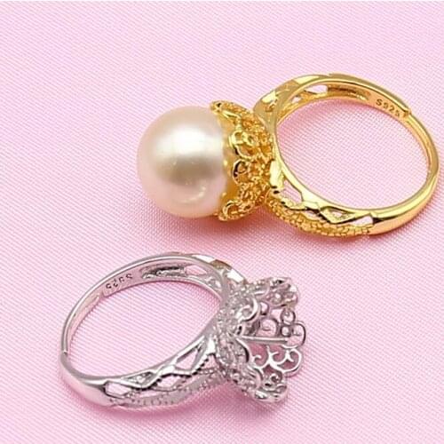 Hot Exquisite Ring Findings, Adjustable Ring Jewelry Parts Fittings Silver Accessories for Pearls Coral Beads Stones Jade