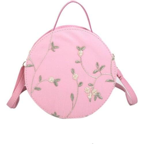 2019 Embroidery Lace Round Handbag Candy Color Retro Flowers Chains Messenger Crossbody Bag Lady Mini Shoulder Bags A2-06