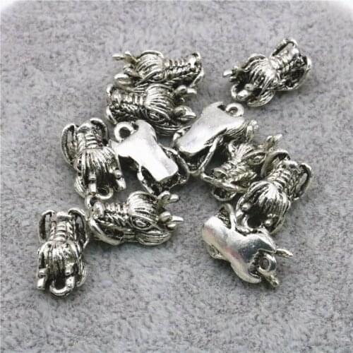 10PCS Chinese-Dragon-Head Lucky DIY Loose Finding Accessories 8x14mm Carved Copper Pendant Fashion Jewelry Making Design 8x14mm