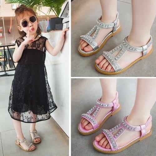 Summer Little Girls sandals Kids Rhinestone beach sandals Soft bottom Princess Shoes Girls chaussure fille 1 2 3 4 5 6 7T
