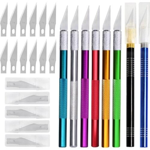 LMDZ 48PCS Engraving Knive Carving Knife Set Metal Scalpel Knife Non-slip Cutter Precision with 40PCS Blades for Leather Cutting