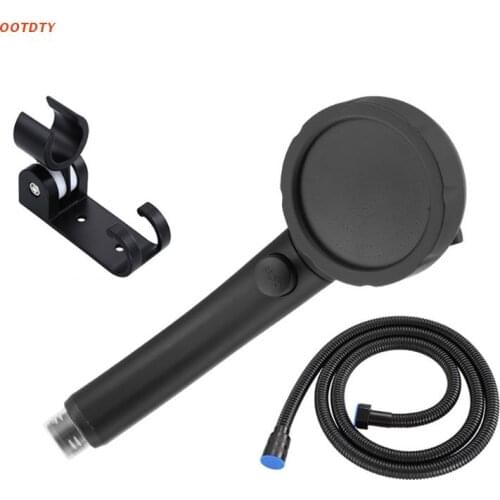 Bathroom Matte Black Hand Held Shower Head Wall Mounted Shower Set With Hose&Shower Holder Water Saving High Pressure Shower
