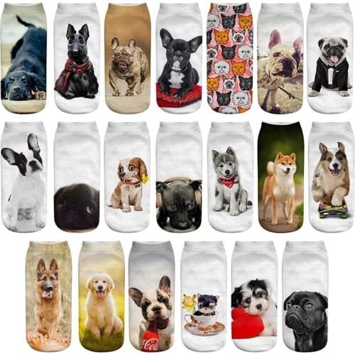 Dreamlikelin Cute Woman Socks 20 Styles 1 Pair 3D Kawaii Dogs Cats Corgi Bulldog Animal Low Ankle Sock