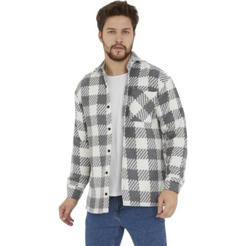 Mens Standard-Fit Long-Sleeve Casual Checked Shirt Single Patch Mens Gray Slim Fit Single Pocket Checkered Genuine Lumberjack