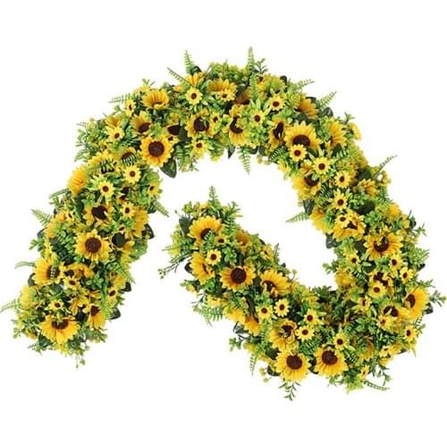 New Artificial Sunflower Vine Hanging Sunflower Garland Silk Flowers with Garden Craft Art Party Home Wedding Decor