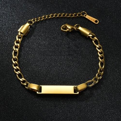 Punk Customized Name Engraved Bar Bracelets Women Men Stainless Steel Hip Hop Cuba Link Bangles For Male Personalized Jewelry