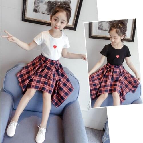 Girl dress summer girl plaid dress dress fashion party prom dress childrens pattern teen childrens clothing 1 to 12 years old