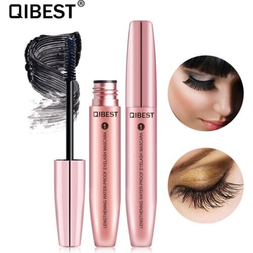 QIBEST 3D Mascara Gold Slim Thick Curling Fiber Grafting 3d Mascara For Eyelash Extension Black color eyelashes makeup Cosmetics