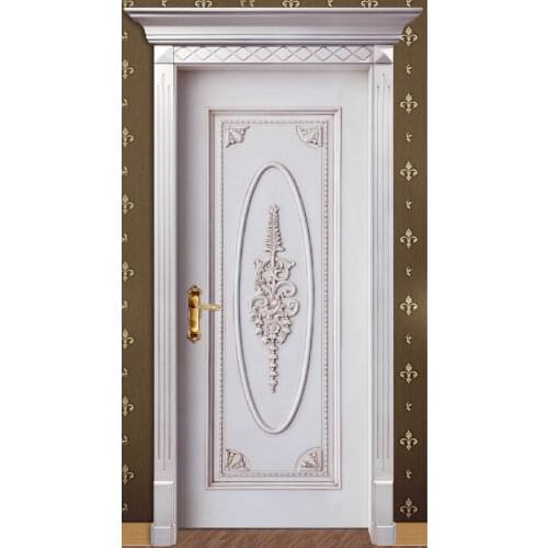 Luxury Carving Designs Thailand Oak Interior Single Solid Wood Door B26