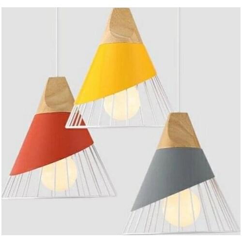 Nordic Iron Pendant Lamp Modern E27 Pendant Lights Wood for Bedroom Hanging Lamp Aluminum Lampshade LED Kitchen Light Fixtures