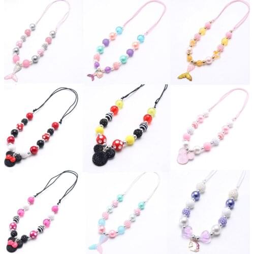 MHS.SUN Random 1Pcs Cheap Sale Girls Adjustable Rope Necklace Kids Child Beads Necklace Inventory Clearance