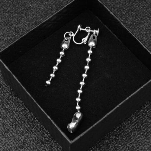 SOHOT Stainless Steel Chic Long Chain Punk Tassel Wings Bead Asymmetric Geometry Unisex Jewelry Drop Earrings Girl Birthday Gift