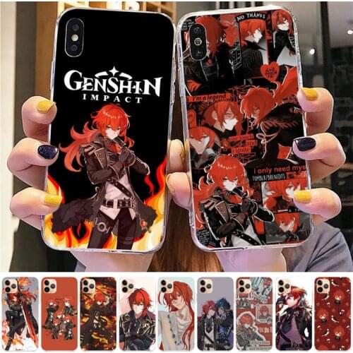 TOPLBPCS Genshin Impact Diluc Phone Case for iPhone 11 12 pro XS MAX 8 7 6 6S Plus X 5S SE 2020 XR case