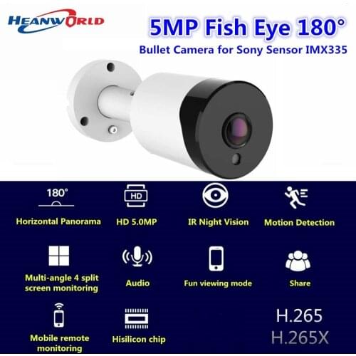 Outdoor Fish Eye Camera 5MP 180 degree Panoramic Camera HD IP Camera waterproof IR Smart Security Camera for Sony IMX335