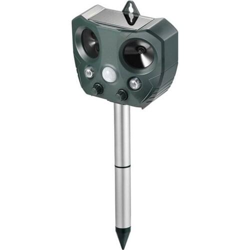 Ultrasonic Repeller Solar Powered Waterproof Outdoor Pest Animal Repeller with adapter For Rats Birds Raccoons, Squirrels, Foxes