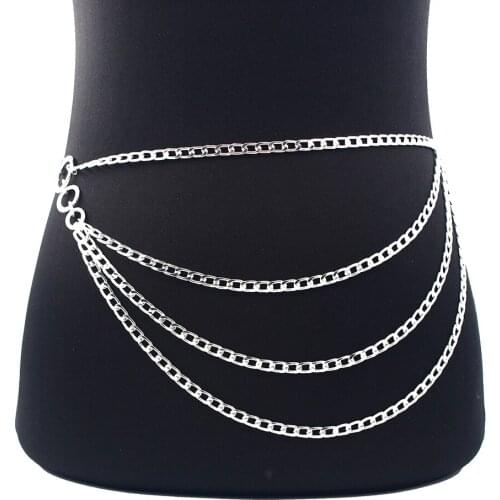 Punk Style Women Simple Waist Chain Body Chain Zinc Alloy Big Circle Decorate Belly Chain Waist Chain Jewelry