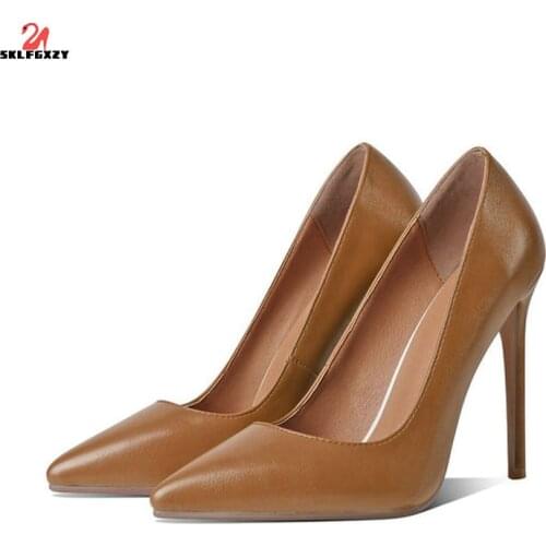 SKLFGXZY Brand New European Style Women Sexy Leather High Heels Pointed Womens Shoes Party Fashion Pure Color Pumps