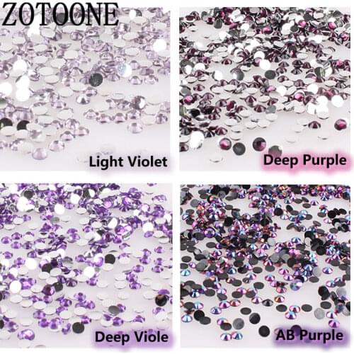 ZOTOONE Nail Art Rhinestone 1000pcs 3-5MM Size Purple Glass Flatback Crystal Glue on Rhinestones for Clothes Art 3D Decorations