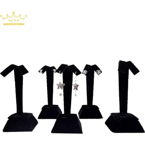 10 pcs/lot Silver stud earrings jewelry display rack jewelry props black velvet earring rack